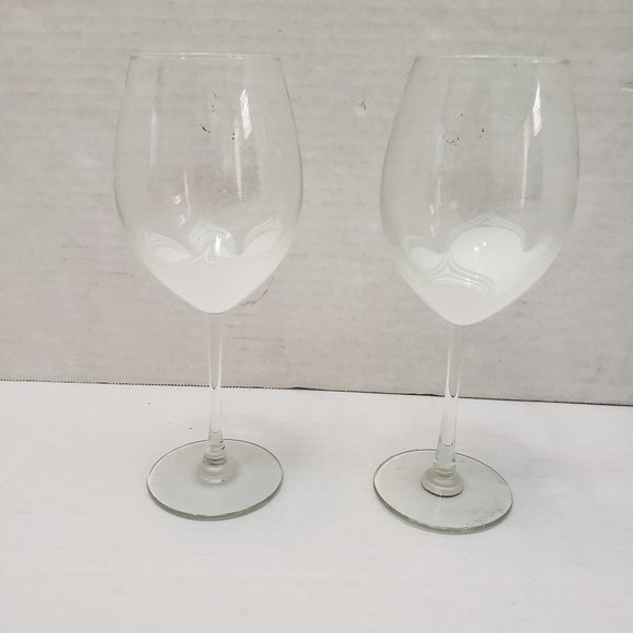 Tall Randy Strong Signed Artist Glass Wine Goblet White pull Clear Wave 80's 85 - Picture 1 of 16